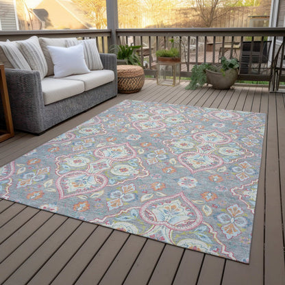 Machine Washable Indoor/Outdoor Chantille ACN2207 Gray 8' x 10' Rug