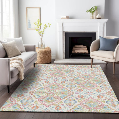 Machine Washable Indoor/Outdoor Chantille ACN2207 Ivory 8' x 10' Rug