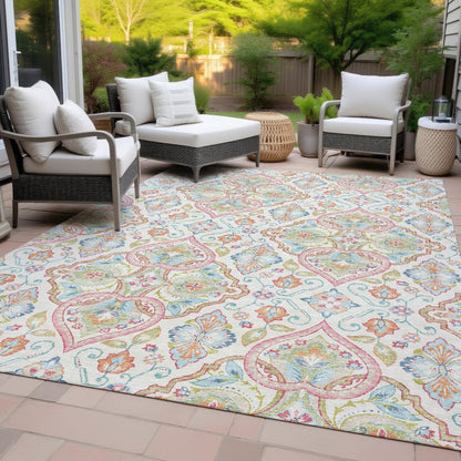 Machine Washable Indoor/Outdoor Chantille ACN2207 Ivory 8' x 10' Rug