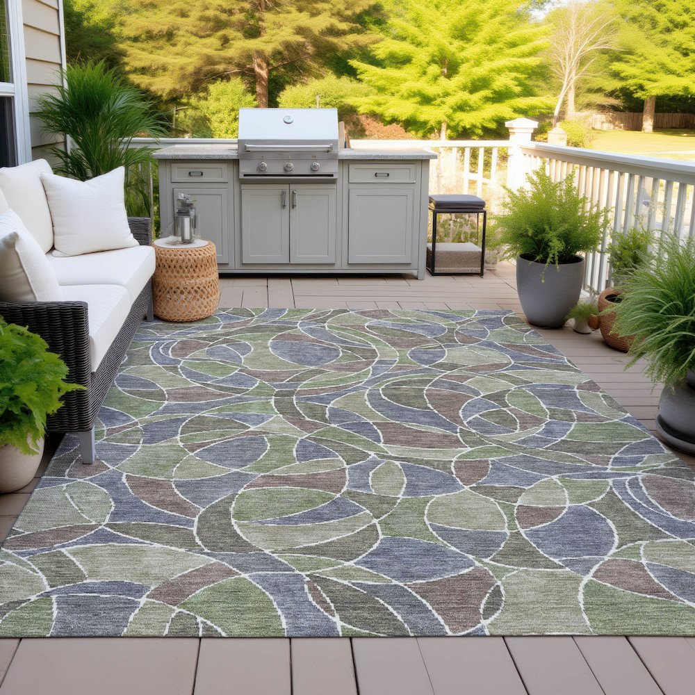 Machine Washable Indoor/Outdoor Chantille ACN2208 Green 8' x 10' Rug