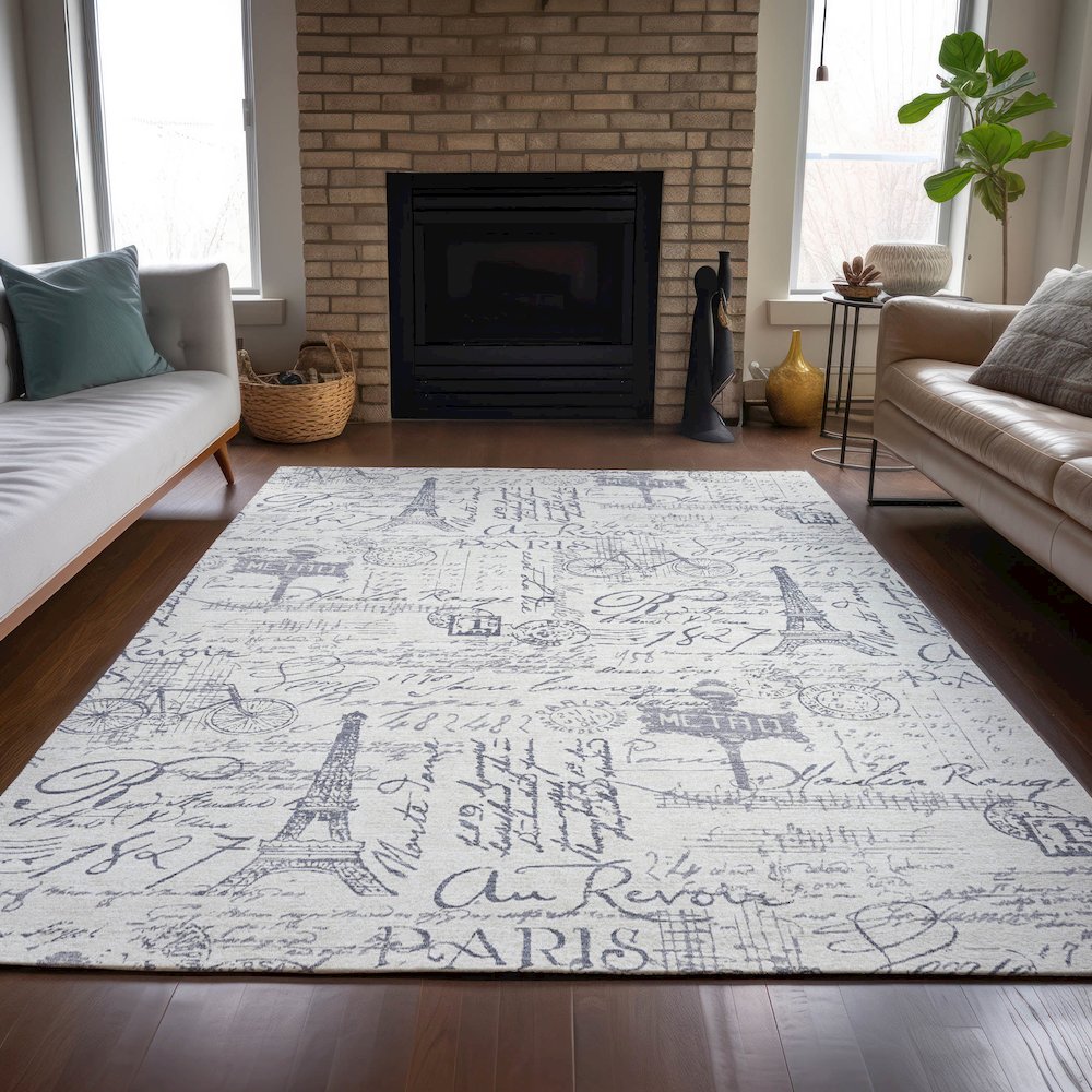 Machine Washable Indoor/Outdoor Chantille ACN2209 Ivory 8' x 10' Rug
