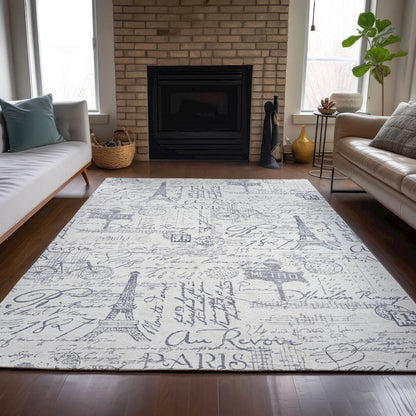 Machine Washable Indoor/Outdoor Chantille ACN2209 Ivory 8' x 10' Rug