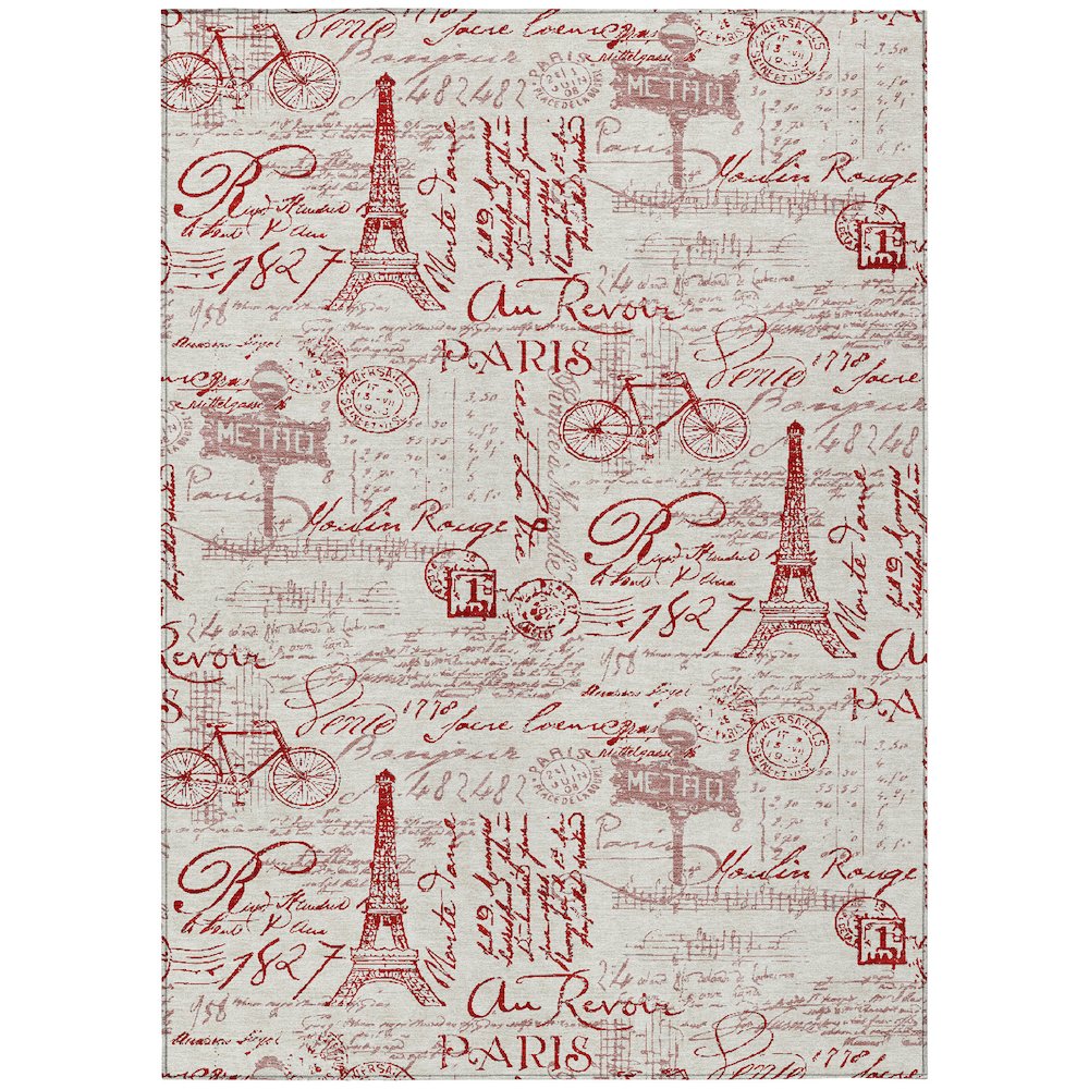 Machine Washable Indoor/Outdoor Chantille ACN2209 Red 8' x 10' Rug