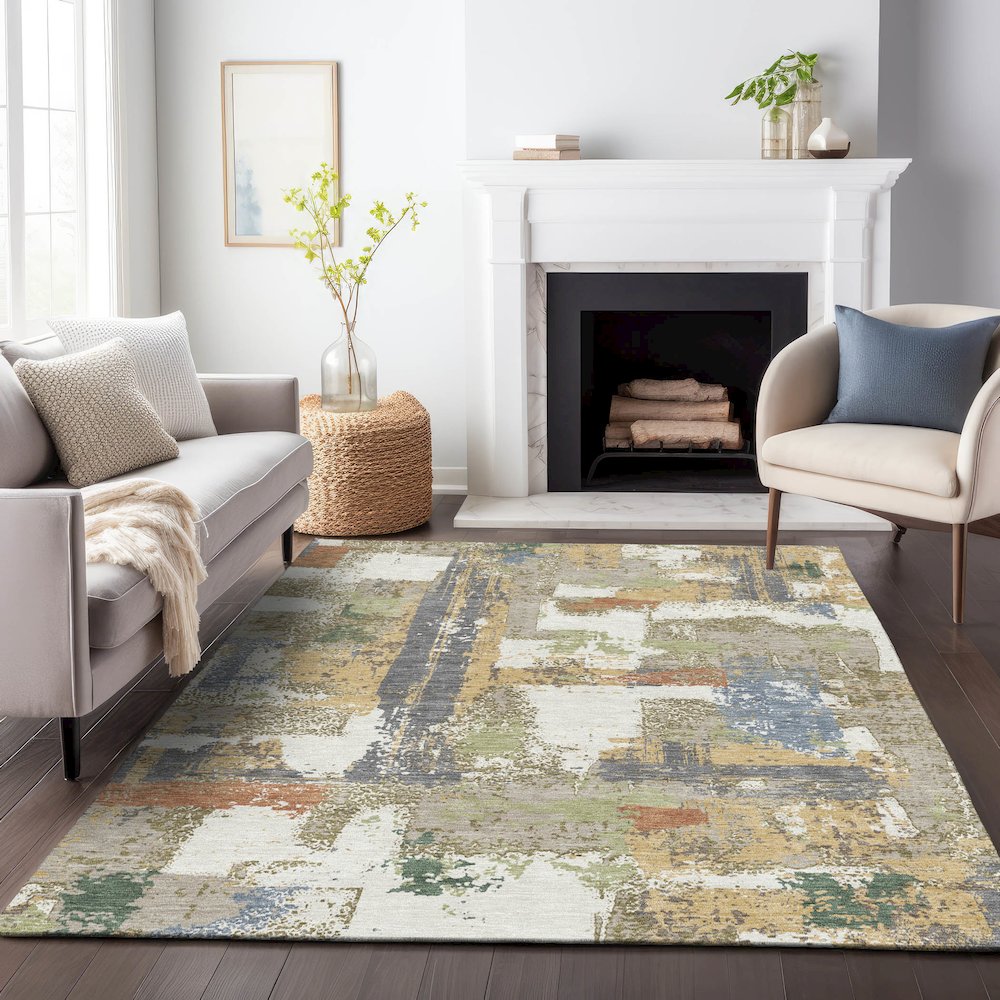 Machine Washable Indoor/Outdoor Chantille ACN2212 Ivory 8' x 10' Rug