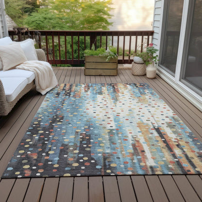 Machine Washable Indoor/Outdoor Chantille ACN2213 Teal 8' x 10' Rug