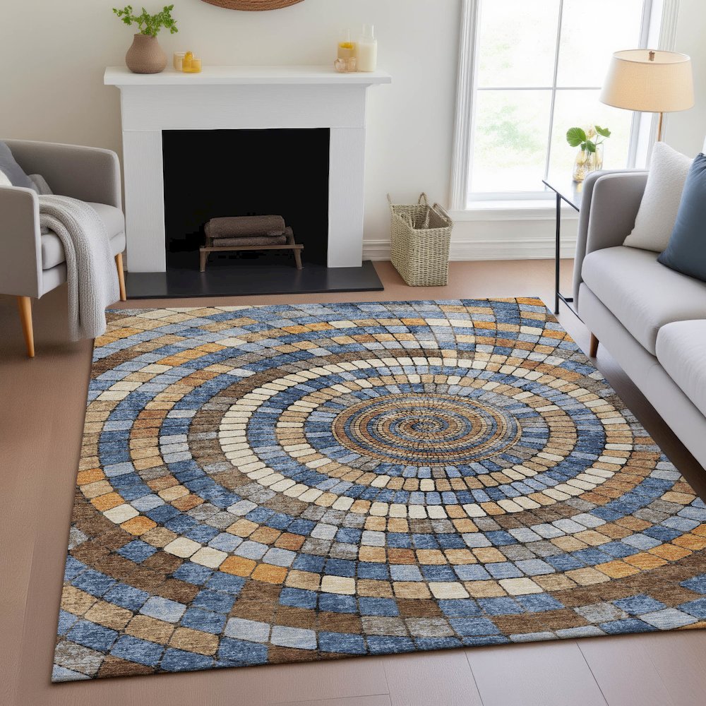 Machine Washable Indoor/Outdoor Chantille ACN2216 Denim 8' x 10' Rug