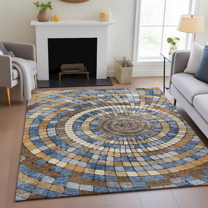 Machine Washable Indoor/Outdoor Chantille ACN2216 Denim 8' x 10' Rug