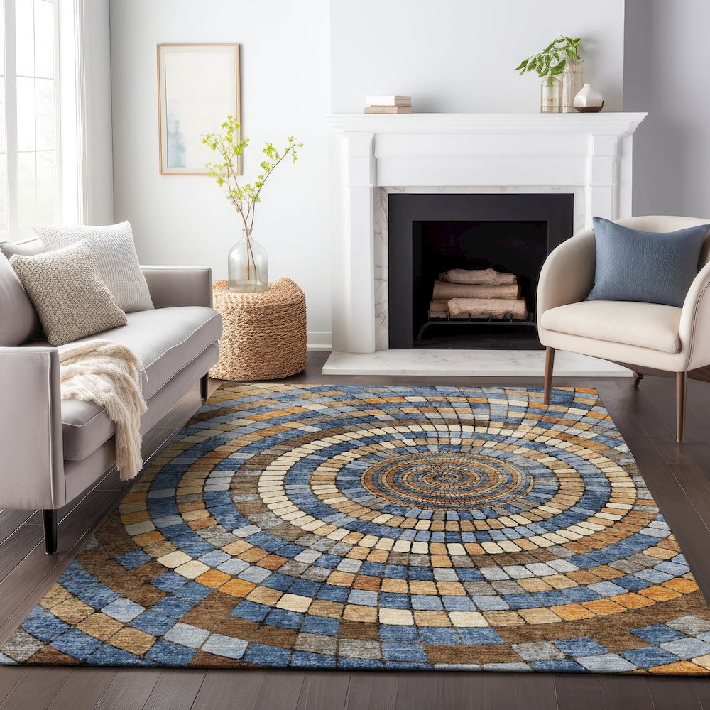 Machine Washable Indoor/Outdoor Chantille ACN2216 Denim 8' x 10' Rug