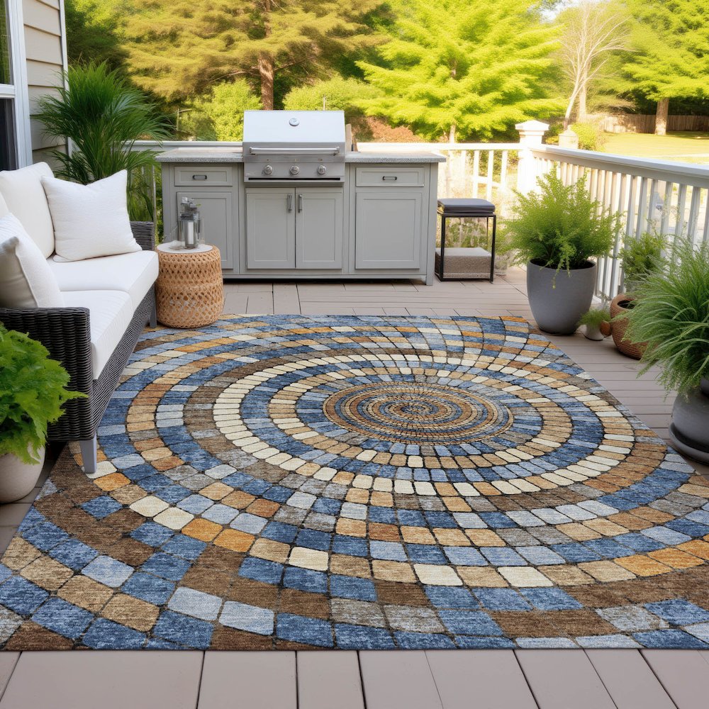 Machine Washable Indoor/Outdoor Chantille ACN2216 Denim 8' x 10' Rug
