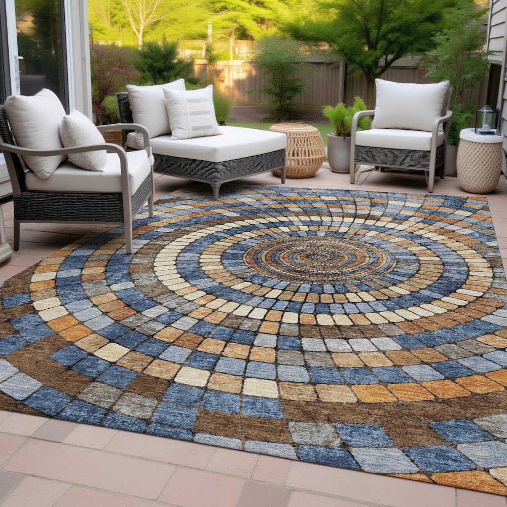 Machine Washable Indoor/Outdoor Chantille ACN2216 Denim 8' x 10' Rug