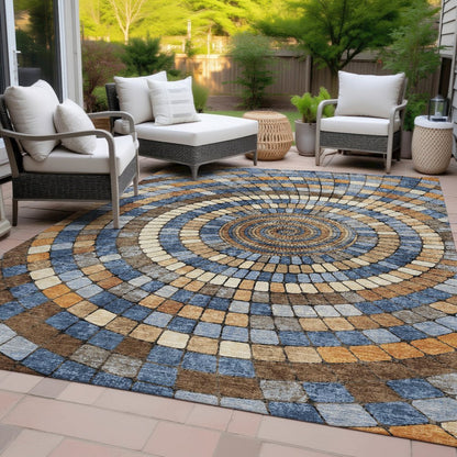 Machine Washable Indoor/Outdoor Chantille ACN2216 Denim 8' x 10' Rug