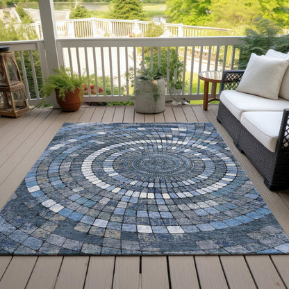 Machine Washable Indoor/Outdoor Chantille ACN2216 Navy 8' x 10' Rug