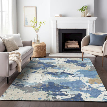 Machine Washable Indoor/Outdoor Chantille ACN2217 Denim 8' x 10' Rug