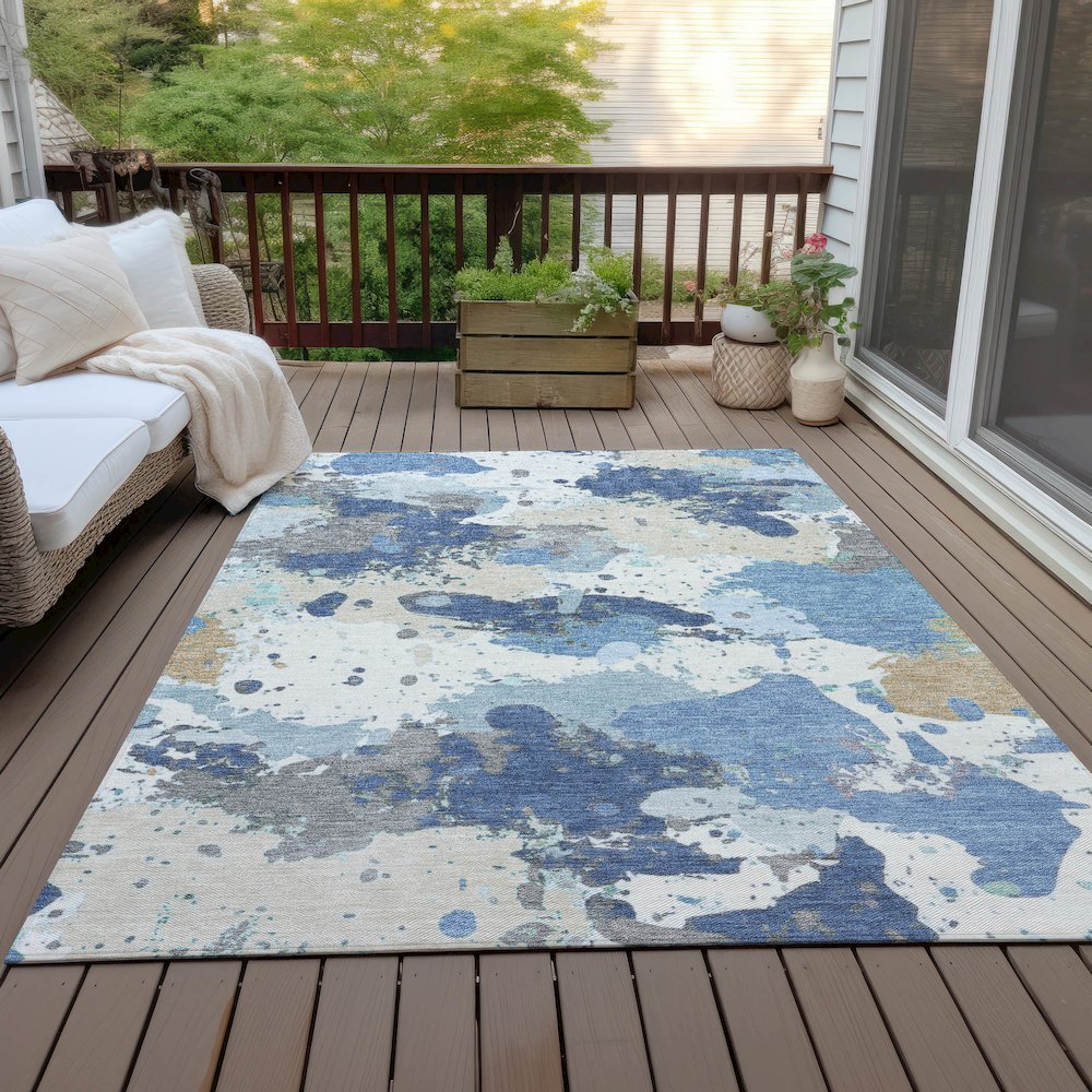 Machine Washable Indoor/Outdoor Chantille ACN2217 Denim 8' x 10' Rug