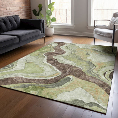 Machine Washable Indoor/Outdoor Chantille ACN2219 Aloe 8' x 10' Rug