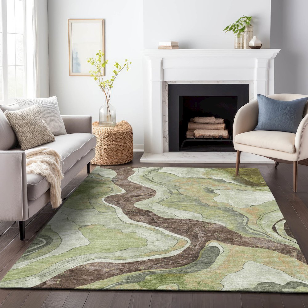 Machine Washable Indoor/Outdoor Chantille ACN2219 Aloe 8' x 10' Rug