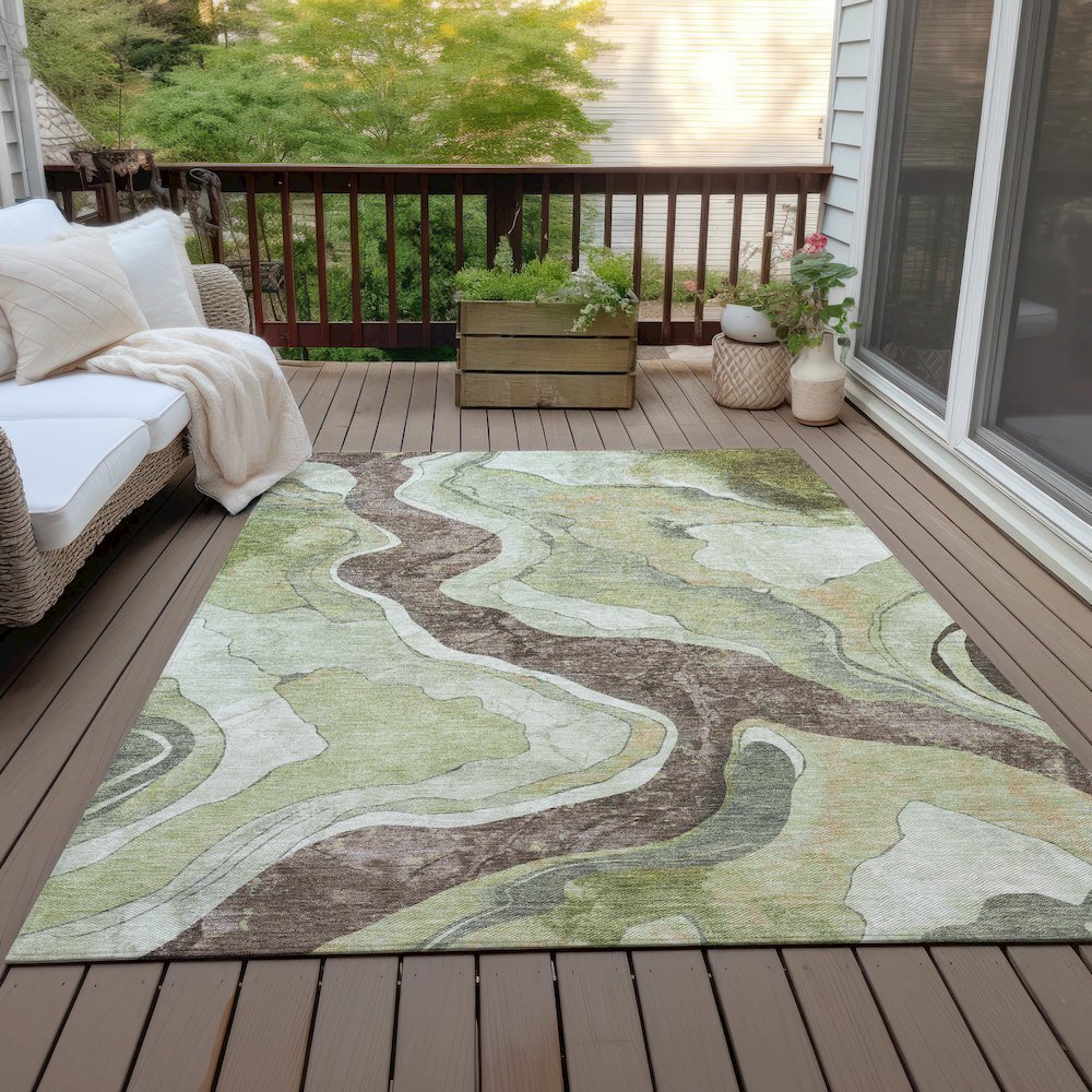 Machine Washable Indoor/Outdoor Chantille ACN2219 Aloe 8' x 10' Rug