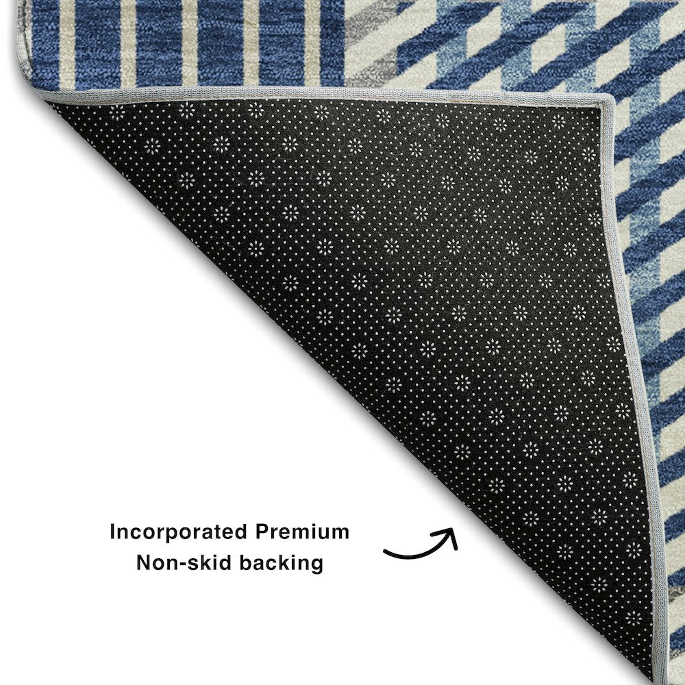 Premium Machine Washable Mayfield AMF1000 Navy 3' x 5' Rug