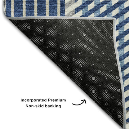 Premium Machine Washable Mayfield AMF1000 Navy 3' x 5' Rug