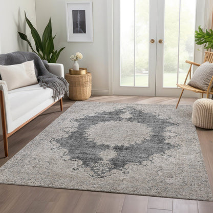 Premium Machine Washable Mayfield AMF1003 Black 8' x 10' Rug