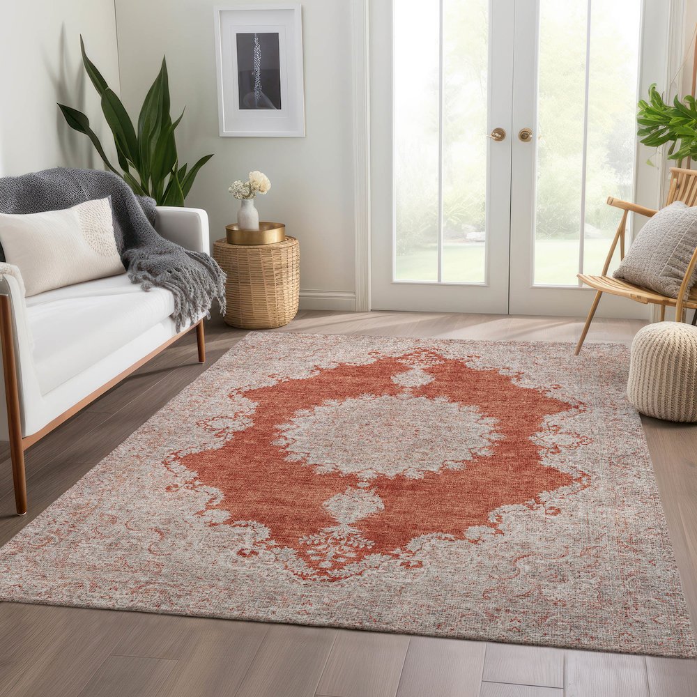 Premium Machine Washable Mayfield AMF1003 Rust 8' x 10' Rug