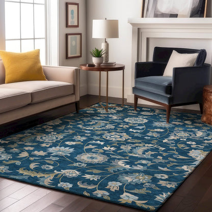 Premium Machine Washable Mayfield AMF1006 Navy 8' x 10' Rug