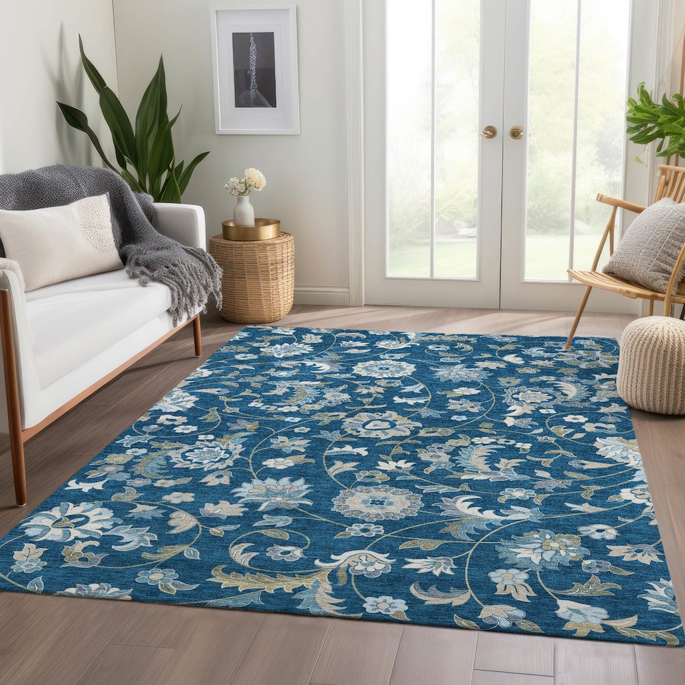 Premium Machine Washable Mayfield AMF1006 Navy 8' x 10' Rug