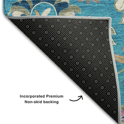 Premium Machine Washable Mayfield AMF1006 Teal 3' x 5' Rug