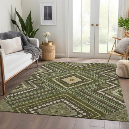 Premium Machine Washable Mayfield AMF1010 Olive 8' x 10' Rug