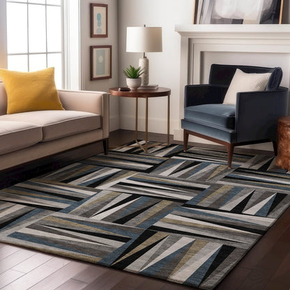 Premium Machine Washable Mayfield AMF1012 Black 8' x 10' Rug