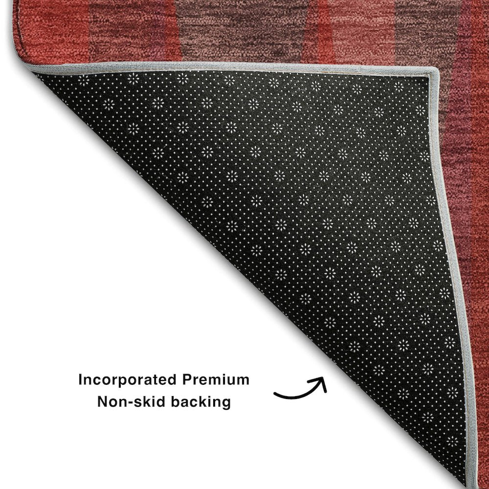 Premium Machine Washable Mayfield AMF1012 Red 3' x 5' Rug