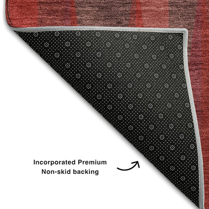 Premium Machine Washable Mayfield AMF1012 Red 3' x 5' Rug