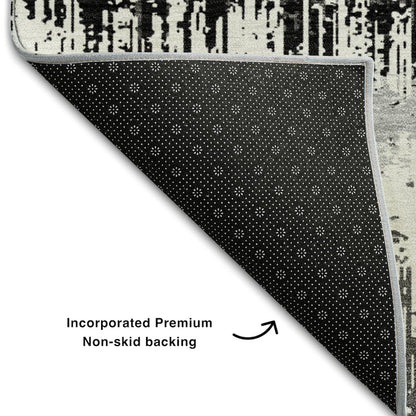 Premium Machine Washable Mayfield AMF1013 Black 3' x 5' Rug
