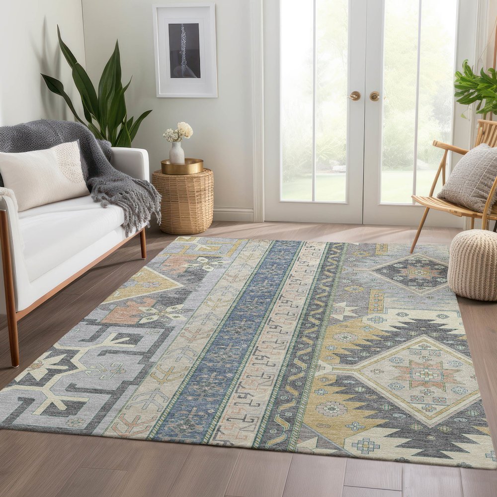 Premium Machine Washable Mayfield AMF1015 Silver 8' x 10' Rug