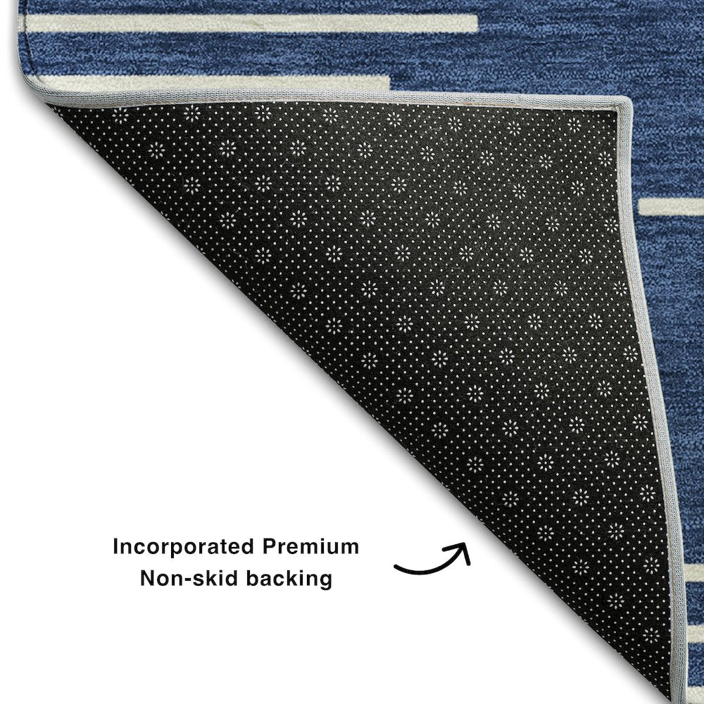 Premium Machine Washable Mayfield AMF1016 Navy 3' x 5' Rug