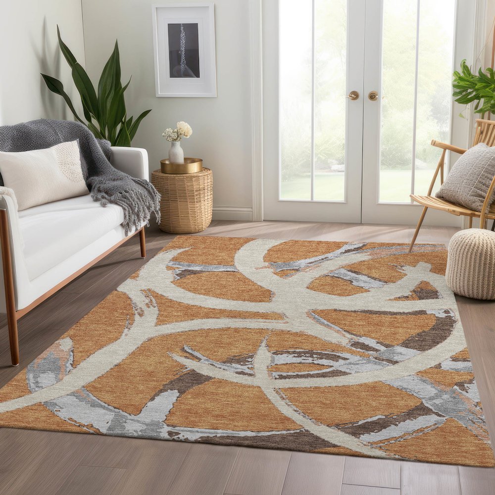 Premium Machine Washable Mayfield AMF1022 Copper 8' x 10' Rug