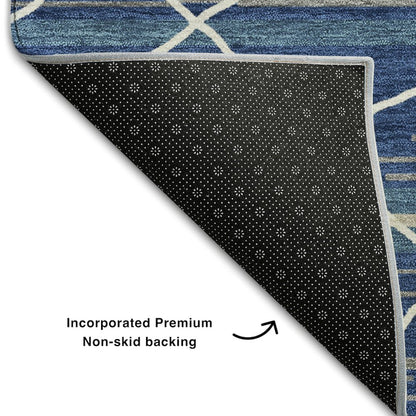 Premium Machine Washable Mayfield AMF1025 Navy 3' x 5' Rug
