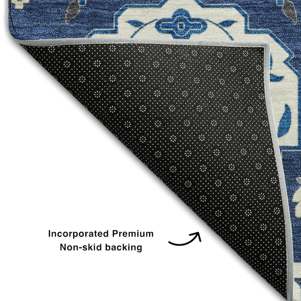 Premium Machine Washable Mayfield AMF1026 Navy 3' x 5' Rug