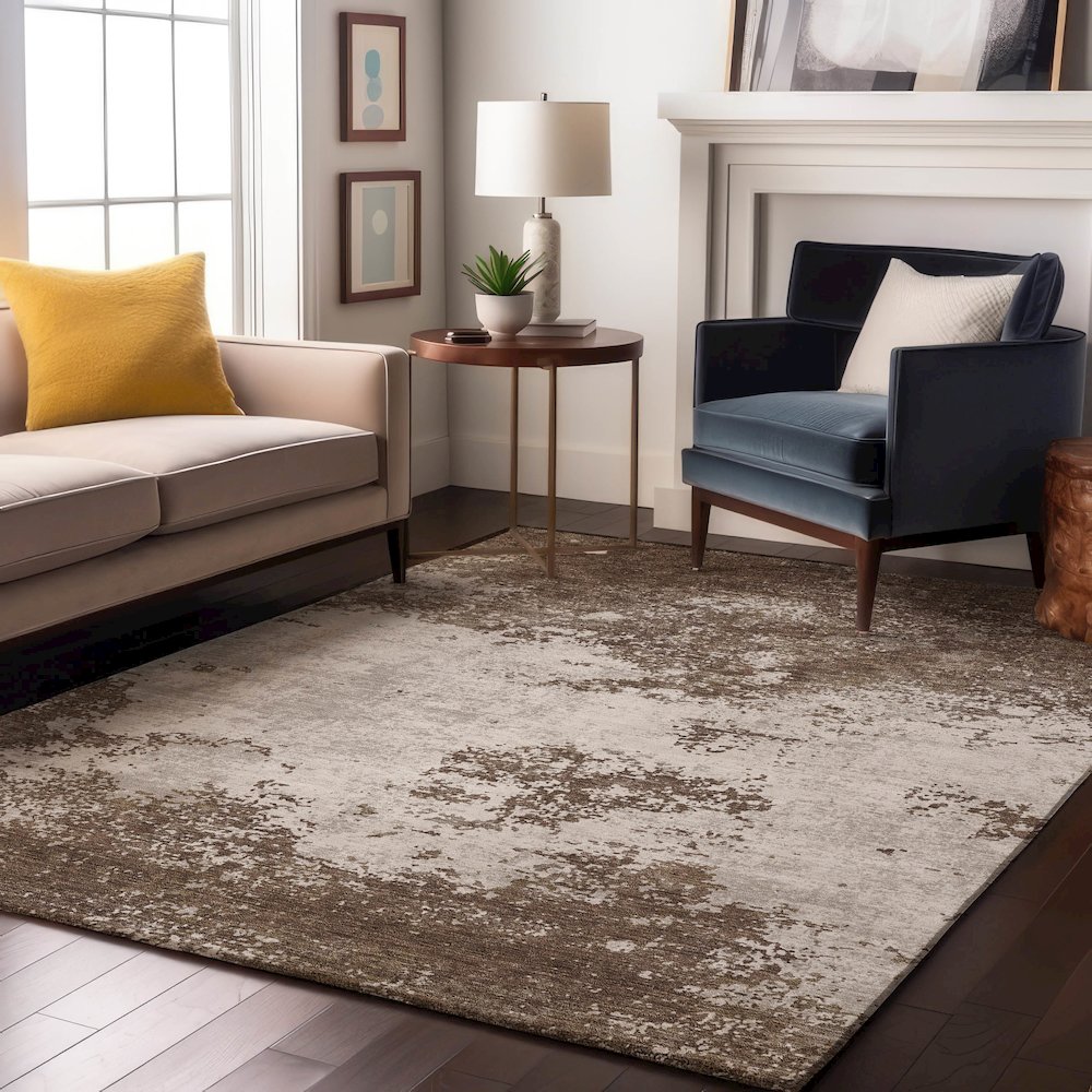 Premium Machine Washable Mayfield AMF1027 Brown 8' x 10' Rug