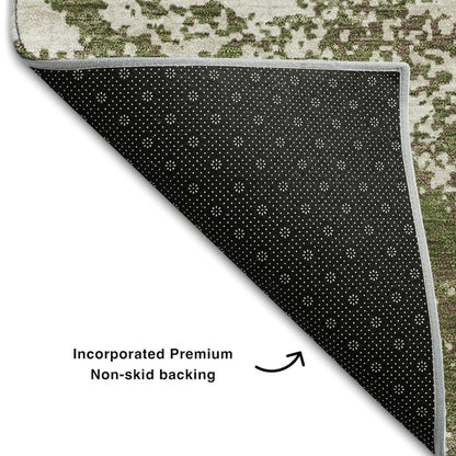 Premium Machine Washable Mayfield AMF1027 Olive 3' x 5' Rug