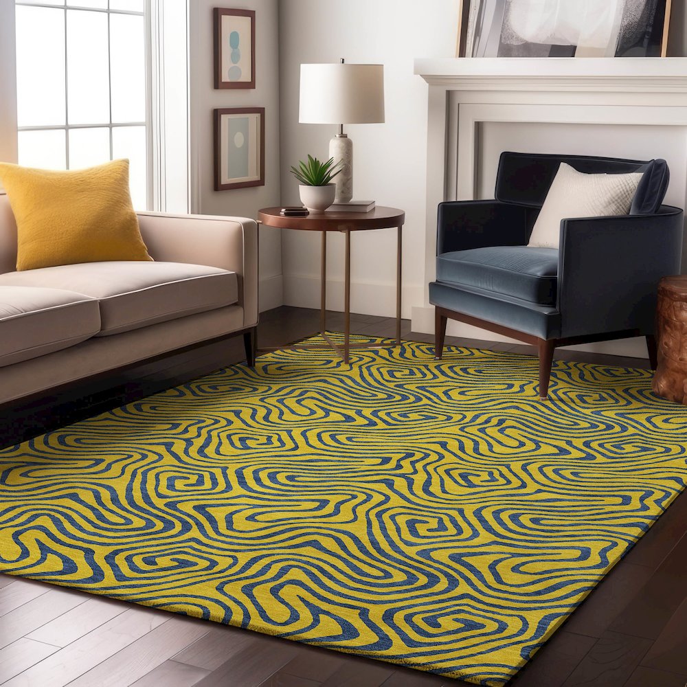 Premium Machine Washable Mayfield AMF1031 Yellow 8' x 10' Rug