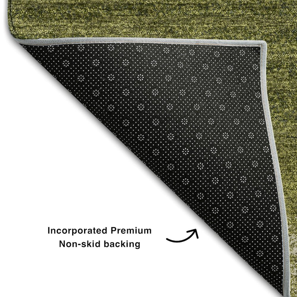 Premium Machine Washable Mayfield AMF1033 Olive 3' x 5' Rug