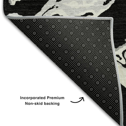 Premium Machine Washable Mayfield AMF1035 Black 3' x 5' Rug