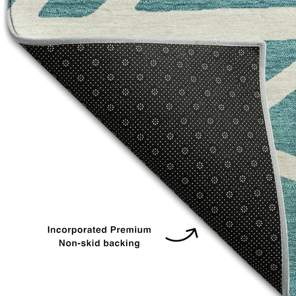 Premium Machine Washable Mayfield AMF1040 Teal 3' x 5' Rug