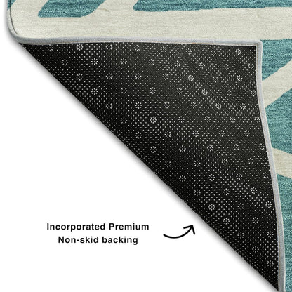 Premium Machine Washable Mayfield AMF1040 Teal 3' x 5' Rug