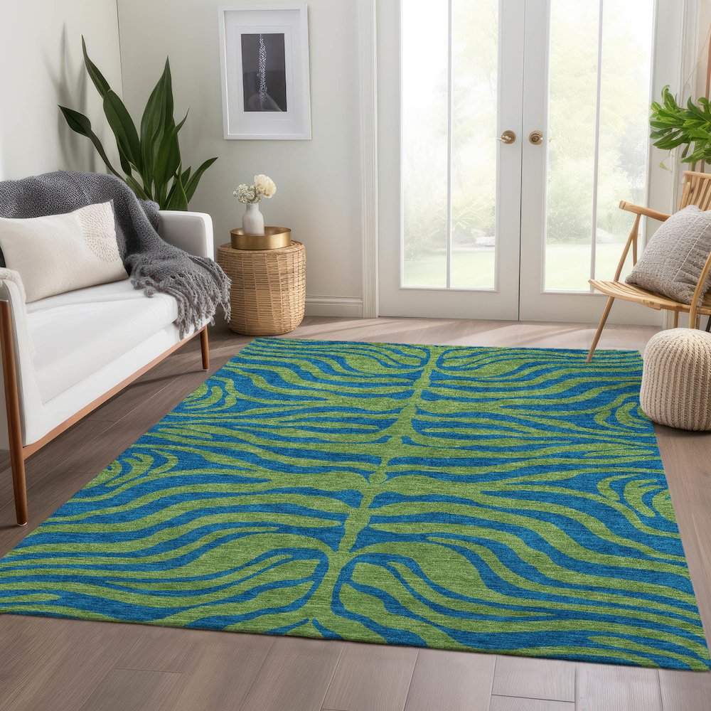 Premium Machine Washable Mayfield AMF1043 Green 8' x 10' Rug