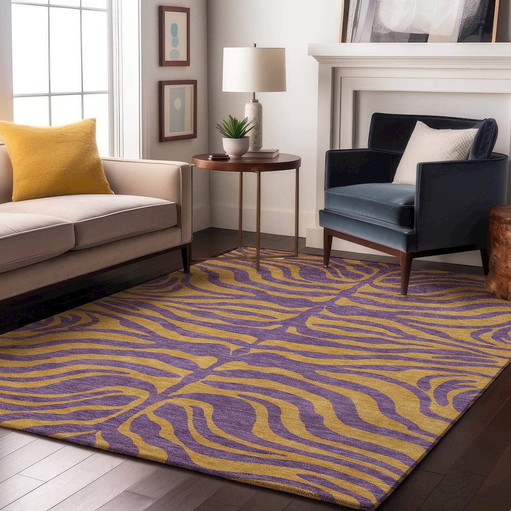 Premium Machine Washable Mayfield AMF1043 Purple 8' x 10' Rug