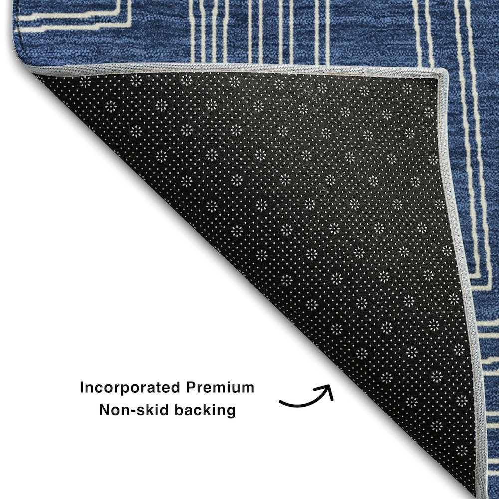 Premium Machine Washable Mayfield AMF1045 Navy 3' x 5' Rug