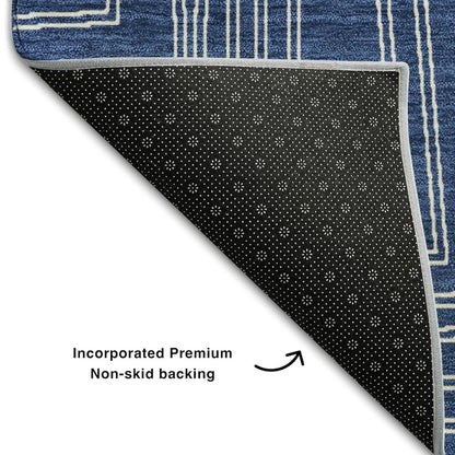 Premium Machine Washable Mayfield AMF1045 Navy 3' x 5' Rug