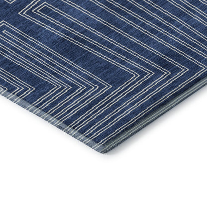 Premium Machine Washable Mayfield AMF1045 Navy 3' x 5' Rug
